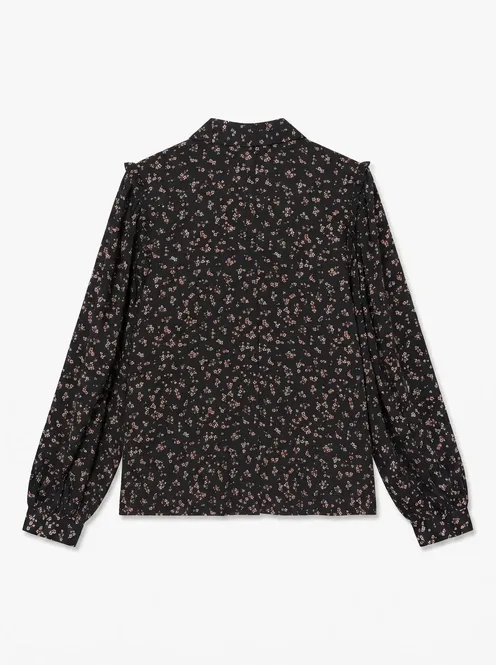 Hovedbilde NOELLE BLUSE M/BLOMSTER - SORT / COGNAC