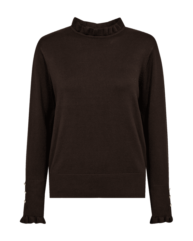 KATIE GENSER FRILL RUND HALS - BRUN