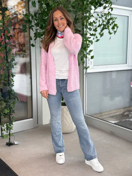 Hovedbilde BOWS STRIKKET CARDIGAN - ROSA MELERT