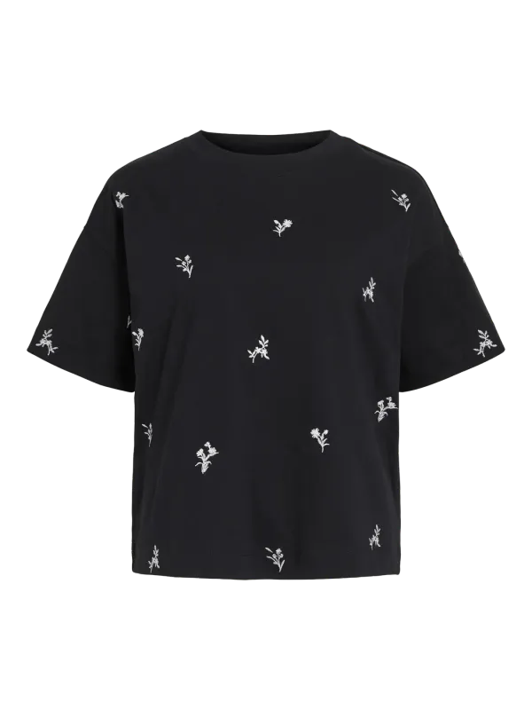 MONIE T-SHIRT - SORT M/BLOMST
