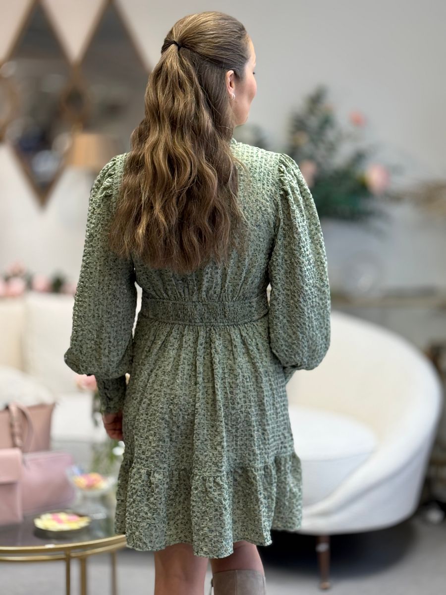 NOELLE KJOLE M/BLOMSTER - GRØNN