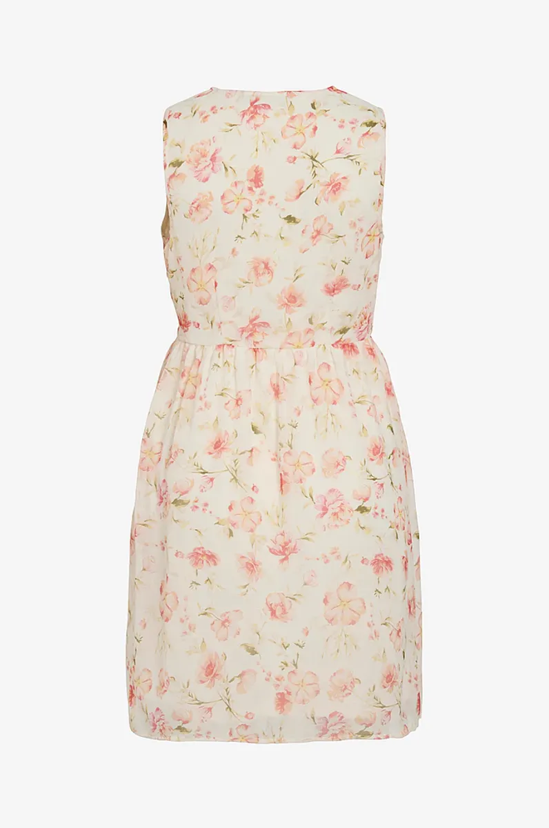 EMMA V-HALS KJOLE KNELANG - CREAM 
