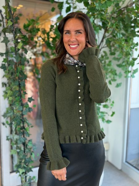 Hovedbilde JACIA CARDIGAN M/FRILL - OLIVEN MELERT