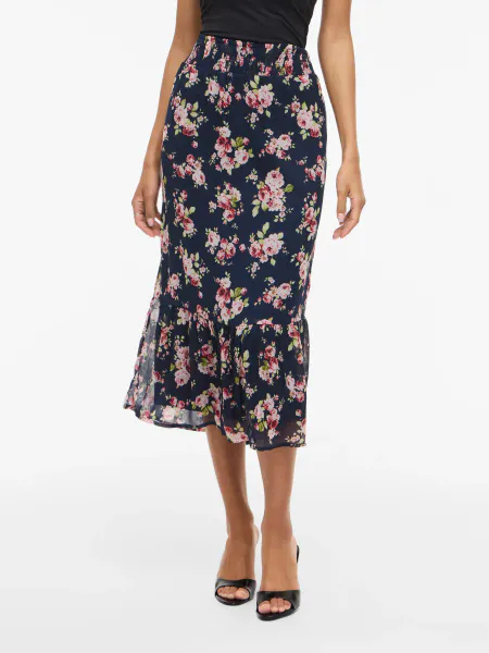 Hovedbilde EMMA SKJØRT FLOWER - NAVY