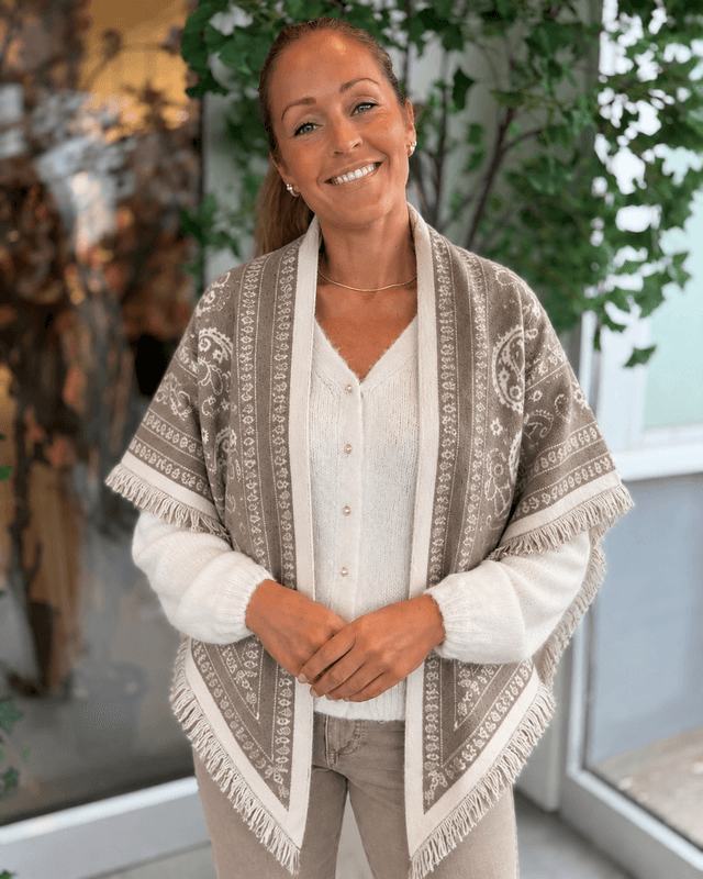 SKJERF PAISLEY TREKANTET ULLMIX - TAUPE