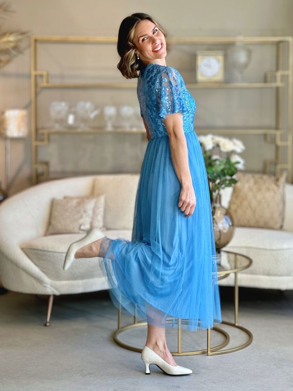 ULRICANA PALJETT KJOLE - BLISSFUL BLUE