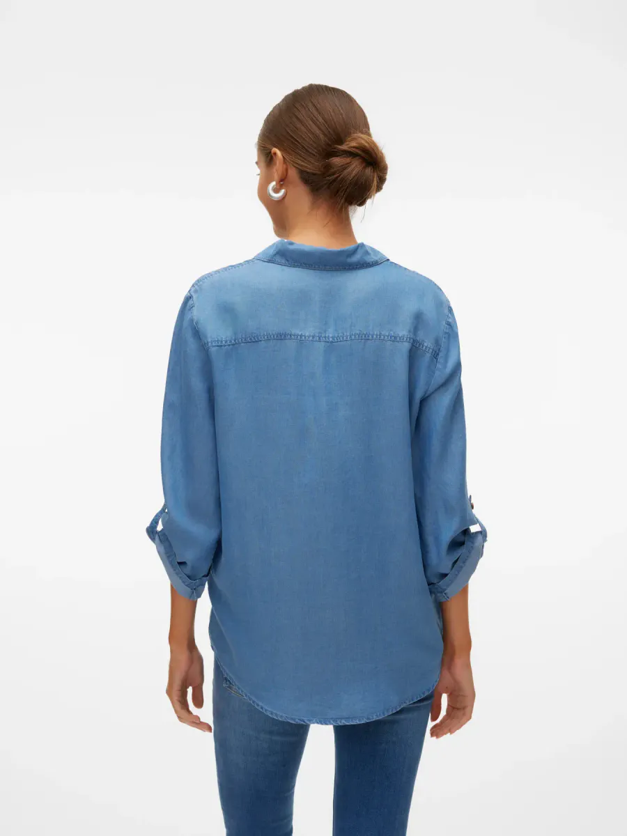 BREE TENCEL SKJORTE - MEDIUM BLÅ 