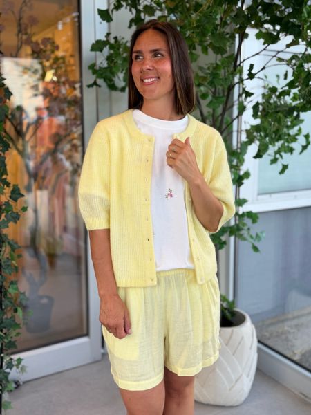 Hovedbilde LORY CARDIGAN 2/4 ERM - LYS GUL MELERT
