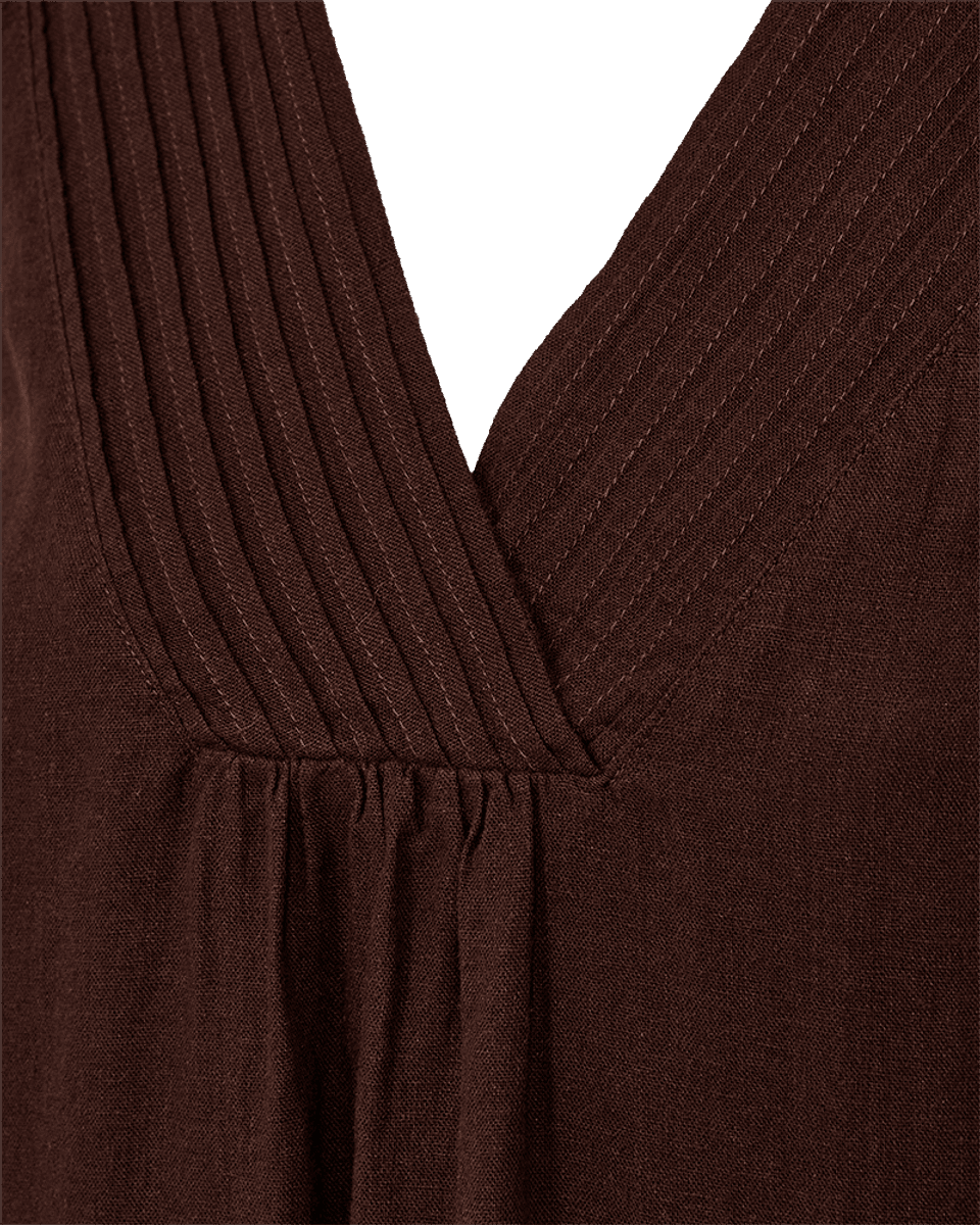 LAVA LIN/VISCOSE KJOLE V-HALS - BRUN