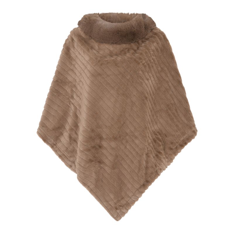 CUT PONCHO FAKE FUR - TAUPE
