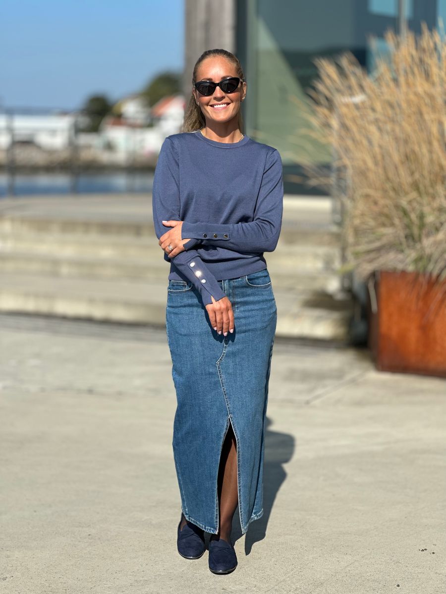 KATIE GENSER M/RUND HALS - VINTAGE BLUE