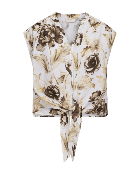 Hovedbilde MAISE BLUSE M/KNYTING - BRUNE BLOMSTER