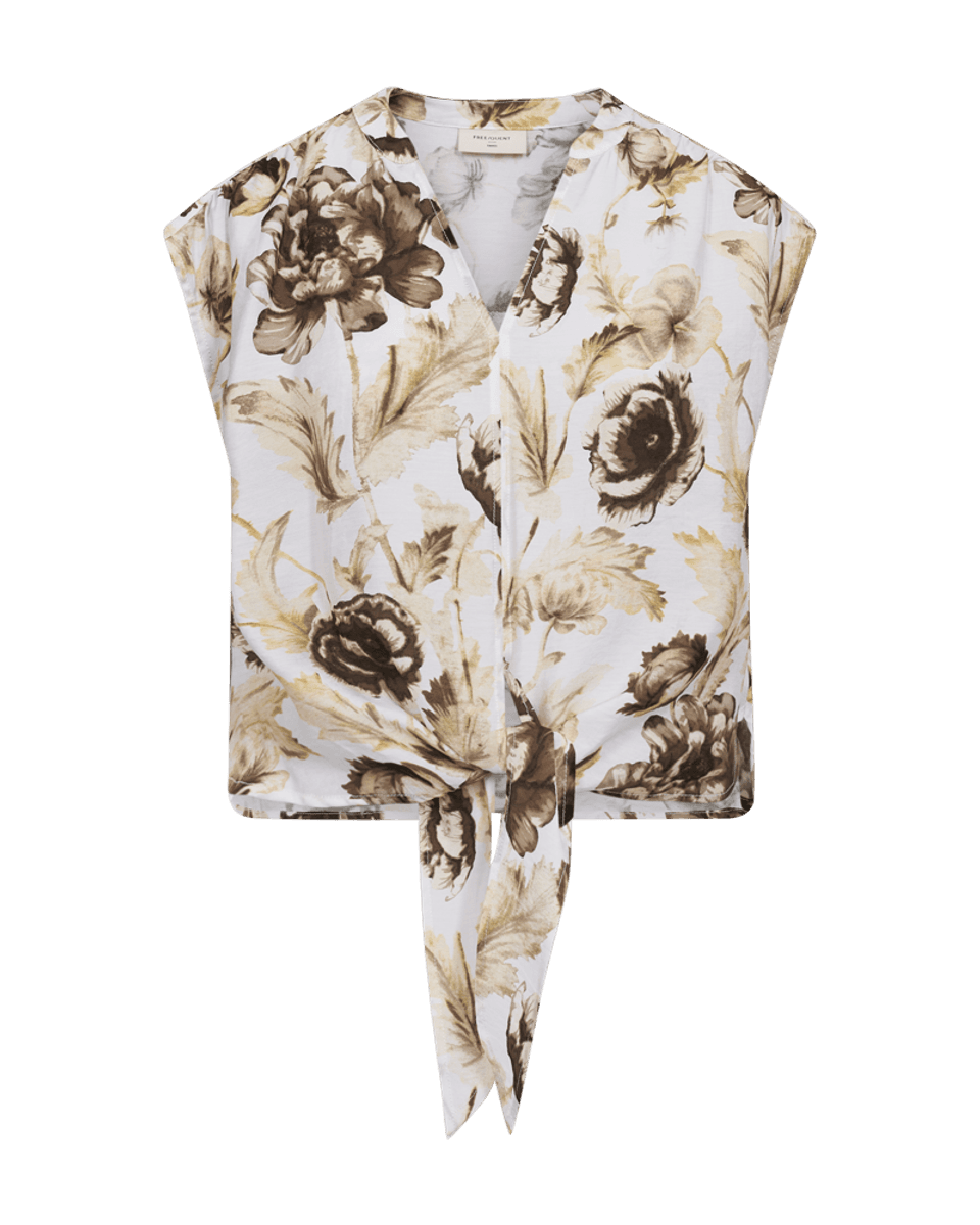 MAISE BLUSE M/KNYTING - BRUNE BLOMSTER