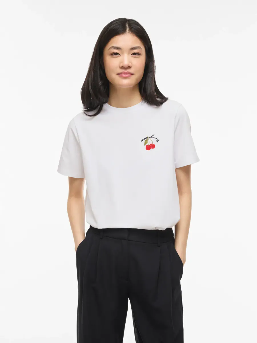 NORA T-SHIRT - HVIT M/CHERRY