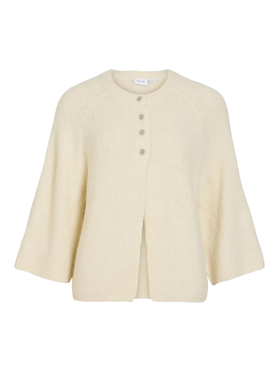 BOWS 3/4 KNIT CARDIGAN M/METALL KNAPPER - CREAM