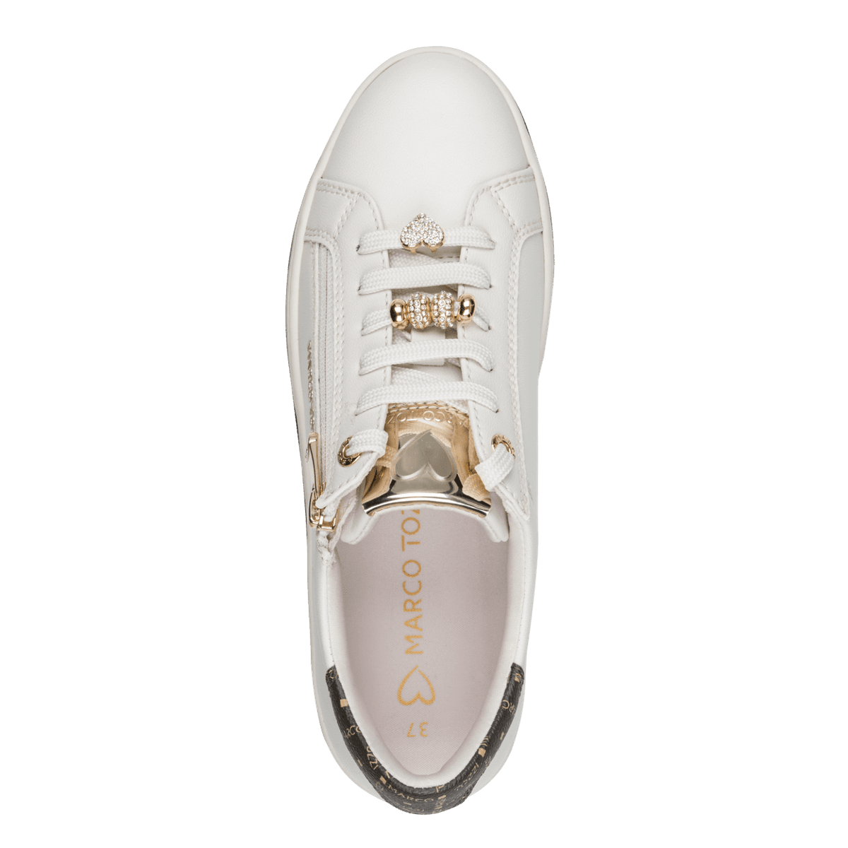SNEAKERS M/ GULL DETALJER - CREAM