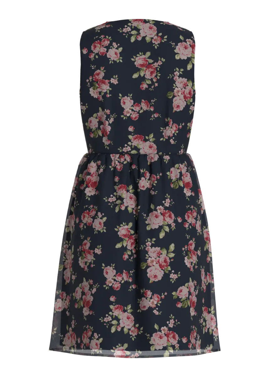 EMMA V-HALS KJOLE KNELANG - NAVY 