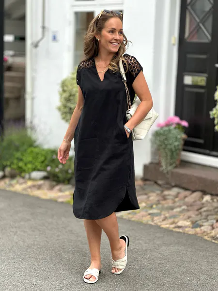 Hovedbilde LARRY LIN/VISCOSE KJOLE M/EMBRO - SORT