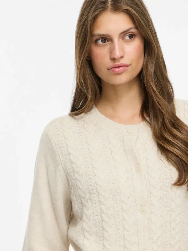 LIGA CABEL CARDIGAN 2/4 ERM - CREAM MELERT