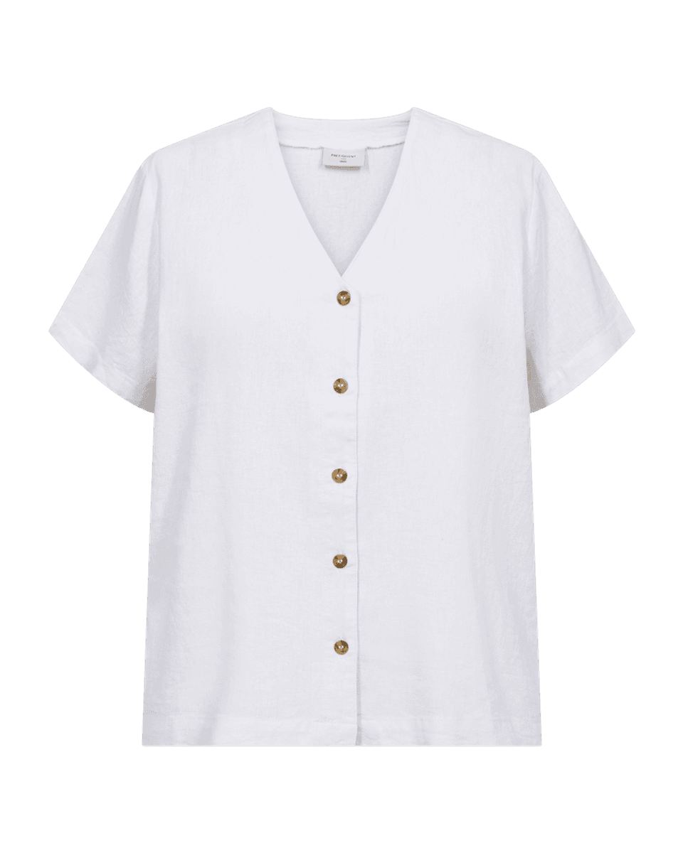 LAVA LIN/VISCOSE BLUSE V-HALS - HVIT