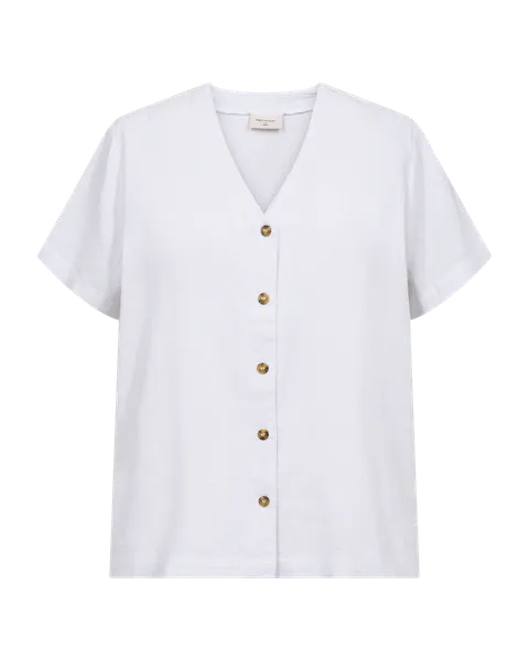 Hovedbilde LAVA LIN/VISCOSE BLUSE V-HALS - HVIT