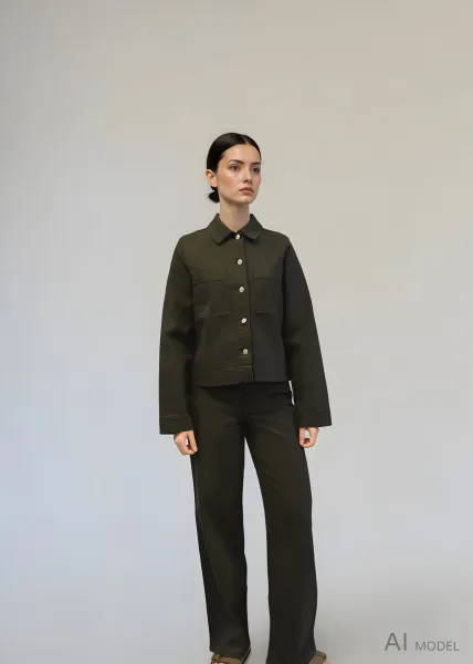 Hovedbilde CHIA BOMULLSTWILL BUKSE  - OLIVEN