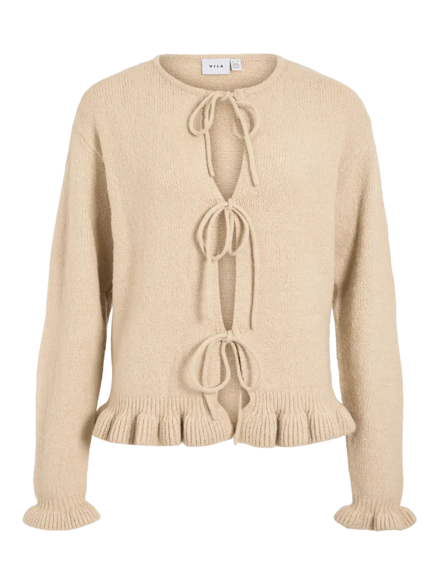 CAMMA STRIKKET CARDIGAN - SAND MELERT