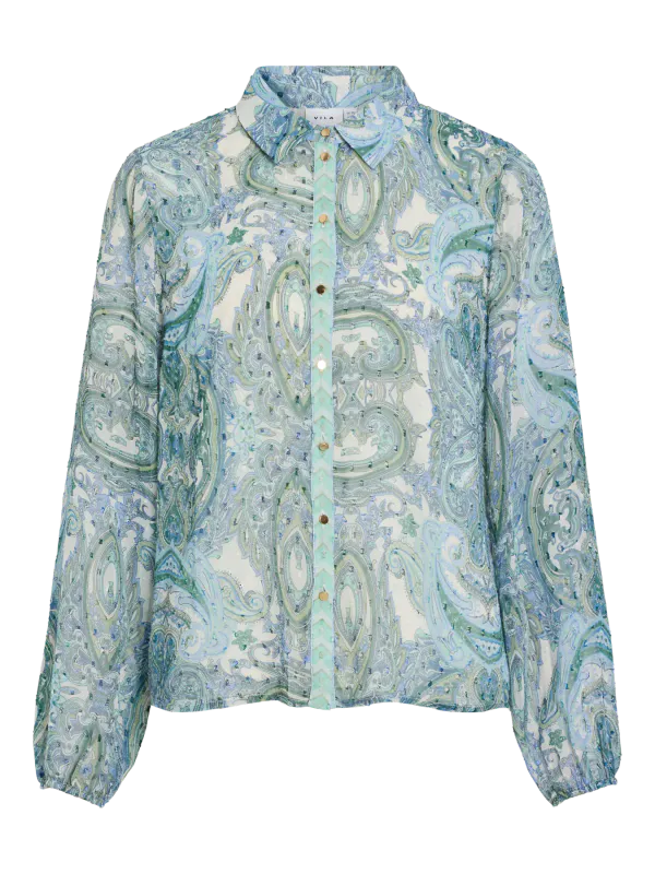 PRAYA BLUSE - LYS BLÅ/AQUA