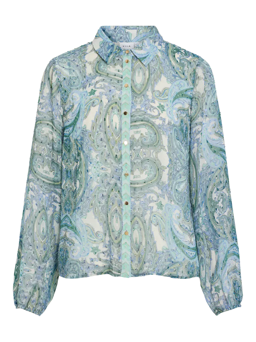 PRAYA BLUSE - LYS BLÅ/AQUA