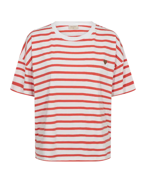 Hovedbilde FENJAL T-SHIRT STRIPER - HVIT / CORAL