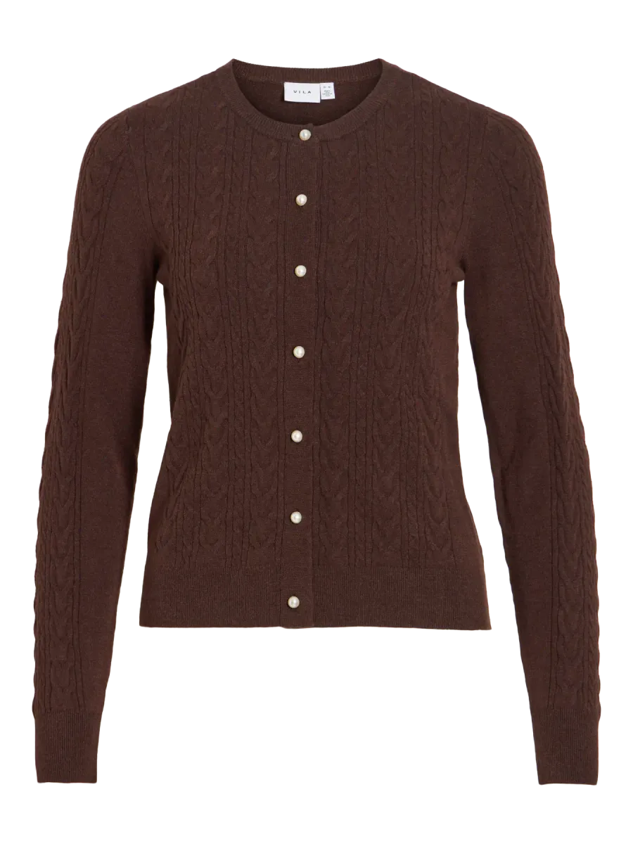 KERRY CABEL KNIT CARDIGAN - BRUN