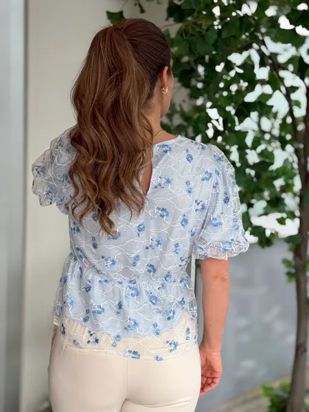 Hovedbilde MILLA BLUSE TOPP - LYSBLÅ