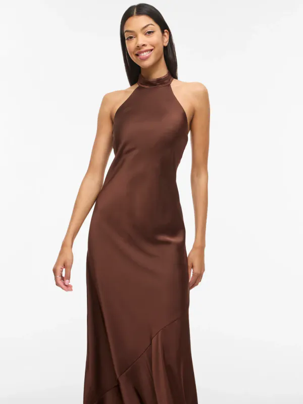 BEA HALTERNECK KJOLE - BRUN