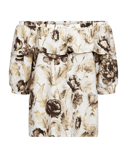 Hovedbilde MAISE BLUSE M/VOLANG - BRUNE BLOMSTER