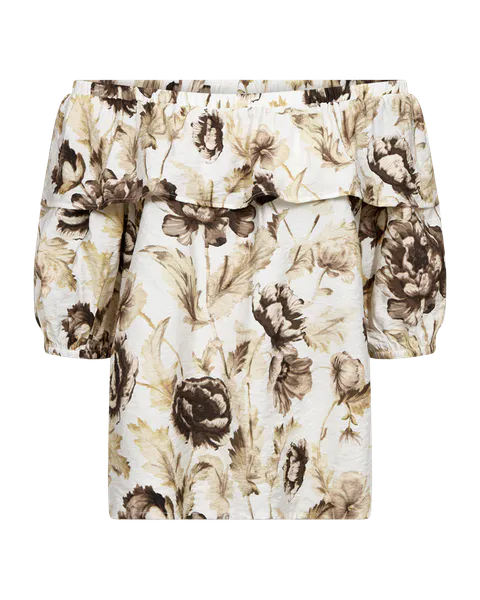 Hovedbilde MAISE BLUSE M/VOLANG - BRUNE BLOMSTER