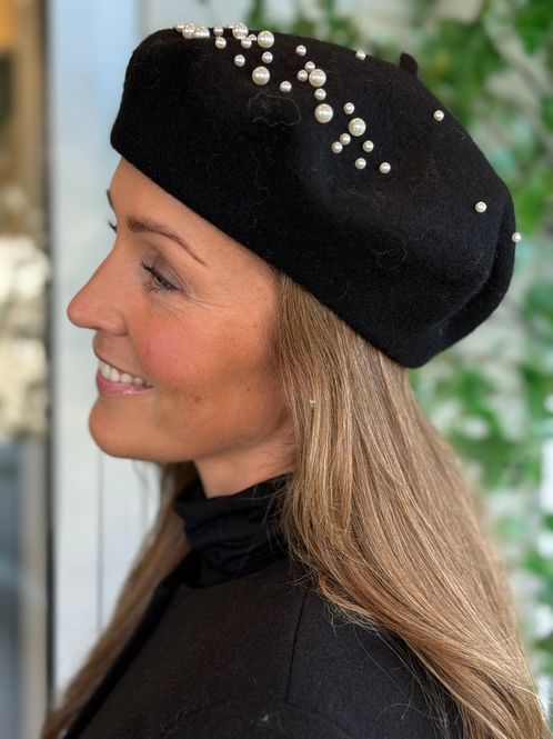 Hovedbilde BERET M/PERLER - SORT