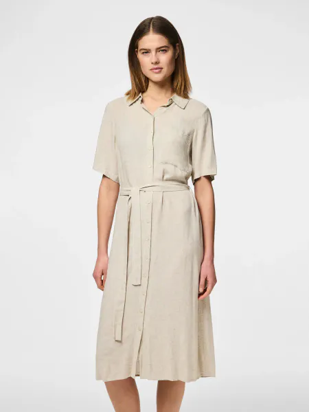 Hovedbilde PIA LIN/VISCOSE KJOLE - LYS SAND MELERT