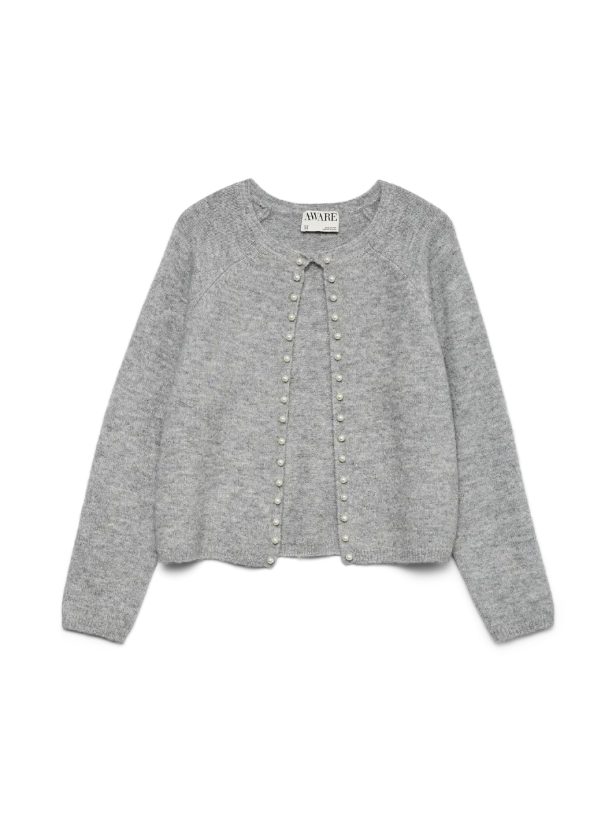 MAGALENE PERLE CARDIGAN - GRÅ MELERT