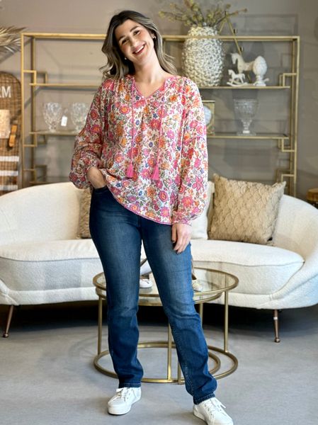 Bilde av CARIN BLUSE - OFFWHITE/ROSA