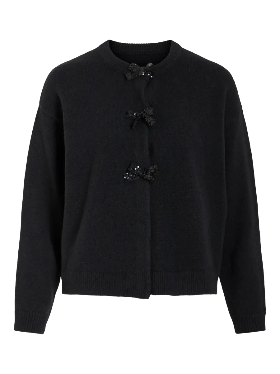 BRIANNA BOW CARDIGAN - SORT