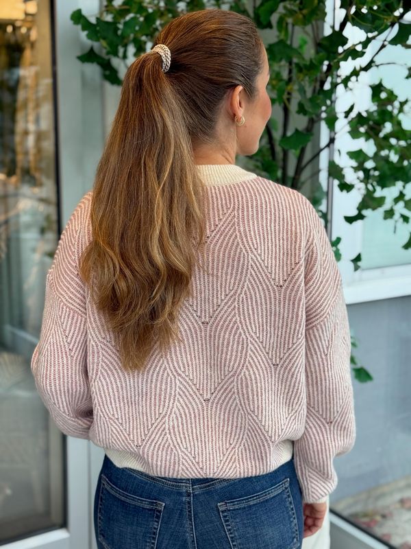 JENNA KNIT GENSER - ROSE / OFFWHITE