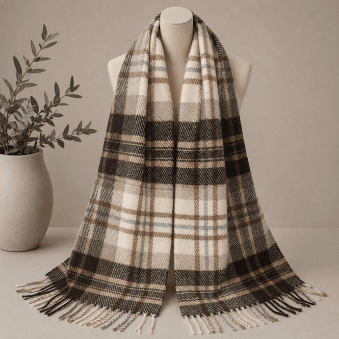 Hovedbilde SKJERF ULLMIX RUTER - OFFWHITE / BRUN
