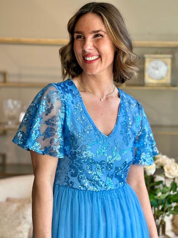 ULRICANA PALJETT KJOLE - BLISSFUL BLUE