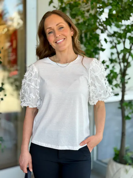 Hovedbilde ONESCA TOPP M/EMBRO ERM - HVIT