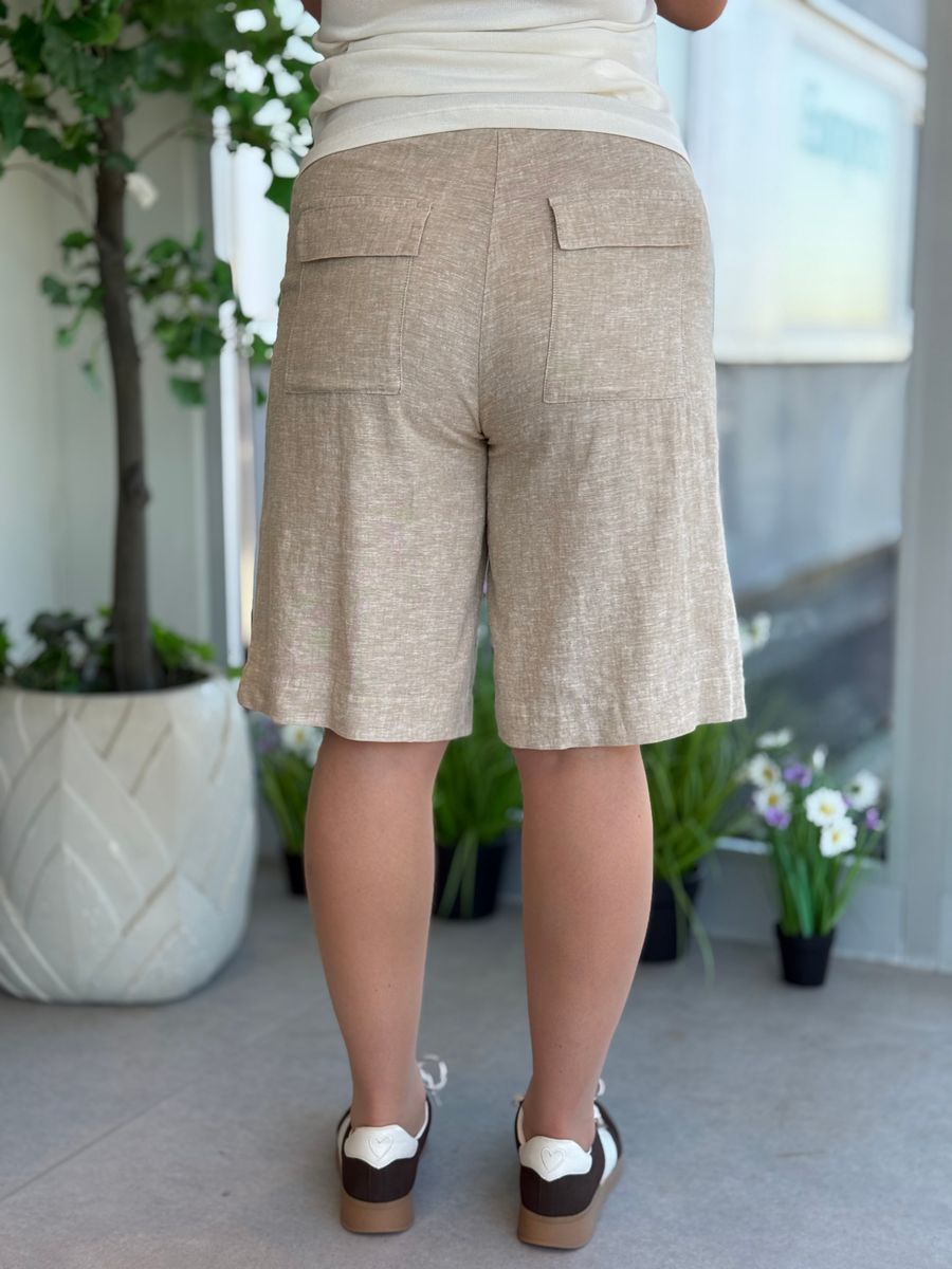 LAVA LIN/VISCOSE CULOTTE SHORTS - SAND MELERT