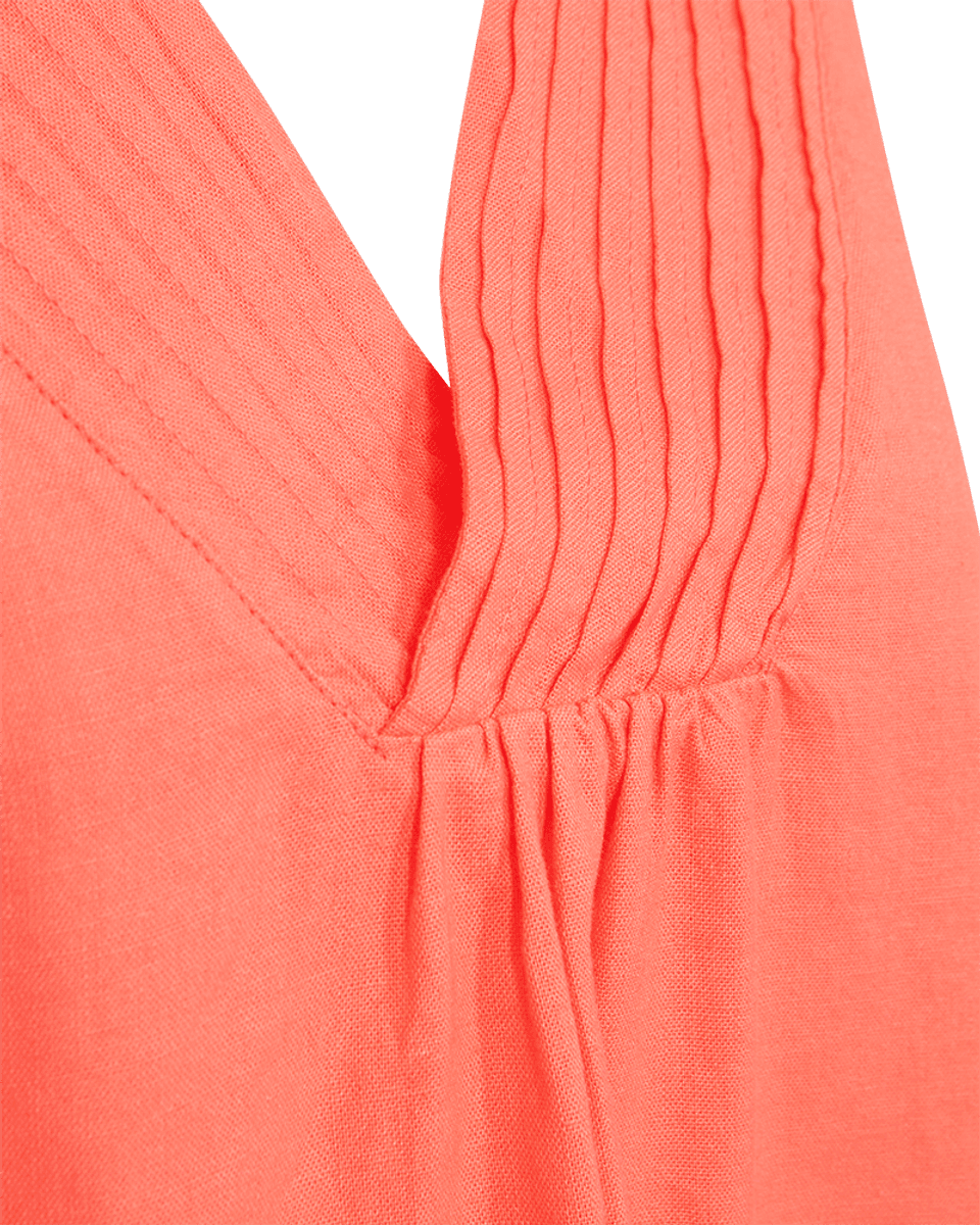 LAVA LIN/VISCOSE TOPP V-HALS - ORANGE