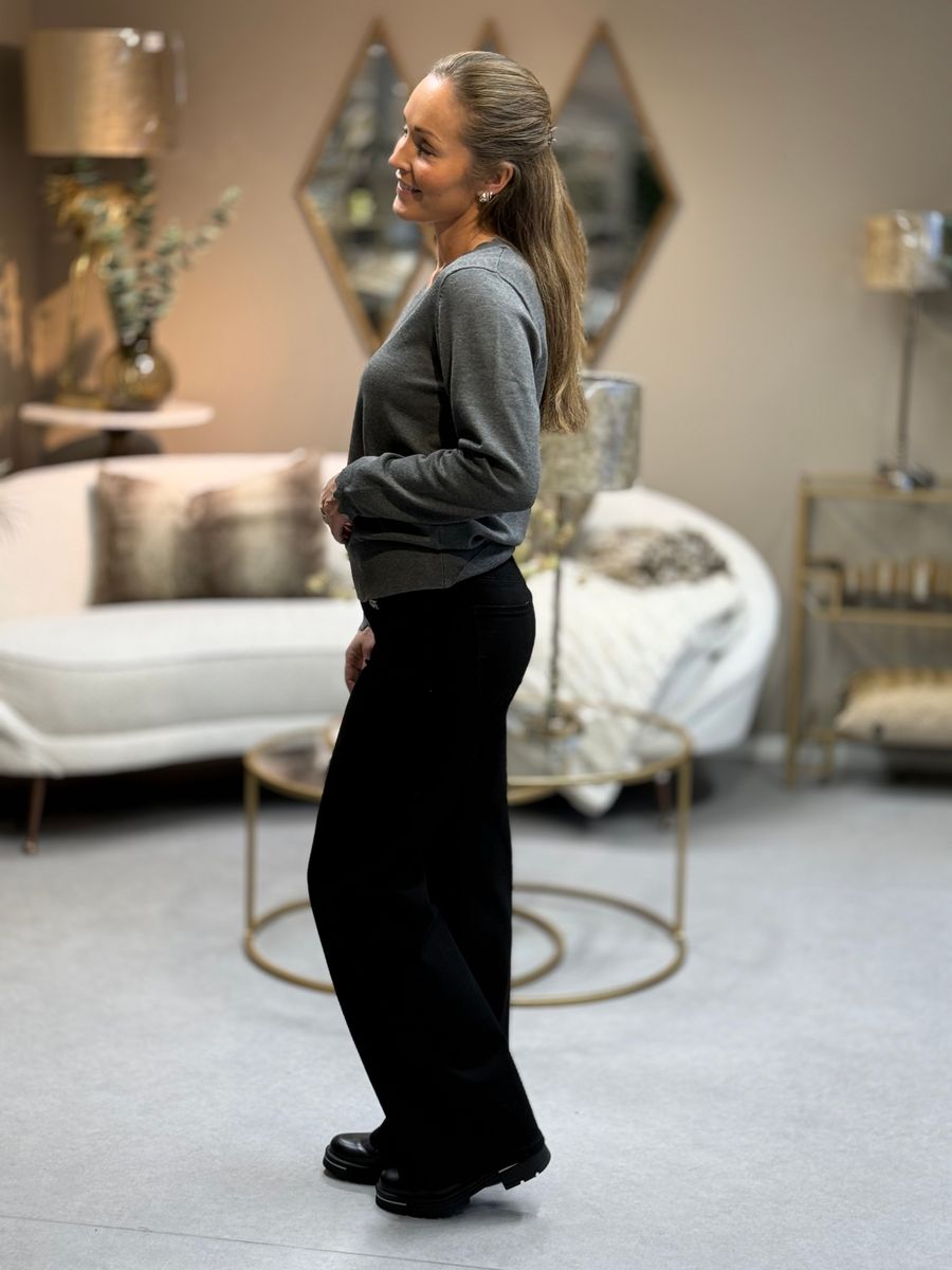 THEA WIDE JEANS 84CM - SORT DENIM