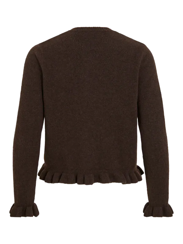 JACIA CARDIGAN M/FRILL - BRUN MELERT