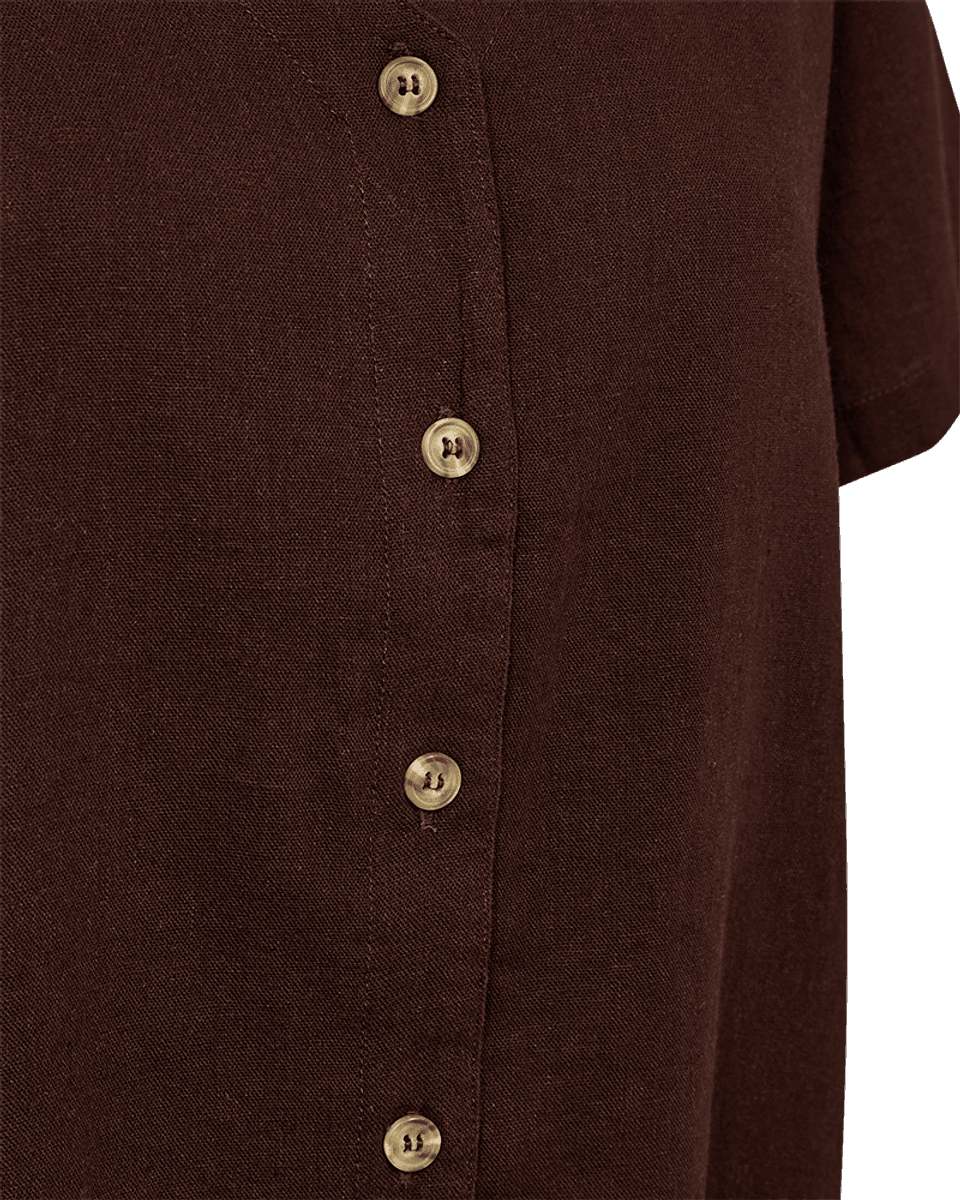 LAVA LIN/VISCOSE BLUSE V-HALS - BRUN