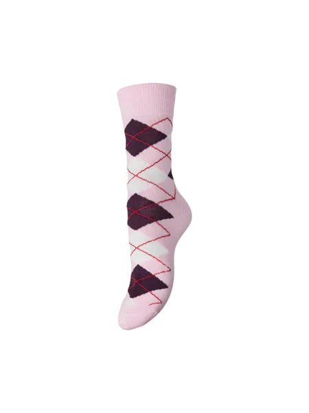 Hovedbilde ALBA SOKKER CHECK - ROSA / PLOMME